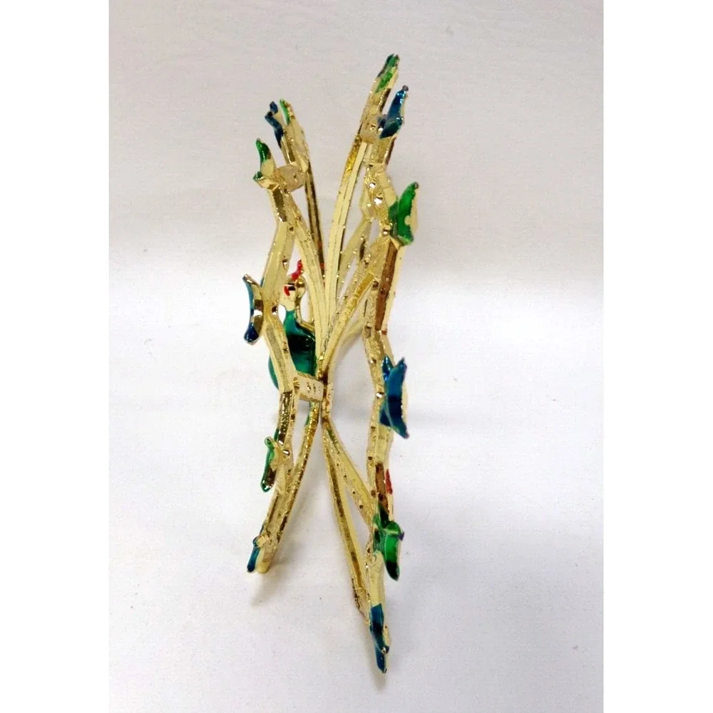 Torino Peacock Double Earring Holder Gold Tone with Greens and‎ Blues